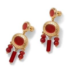 The Metropolitan Museum of Art Classical Carnelian Pendant Necklace And Chandelier Earrings Set Best
