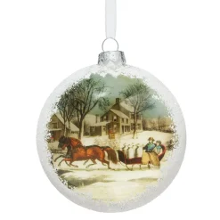 The Metropolitan Museum of Art Currier & Ives Snowscapes Glass Disc Ornament Set Clearance