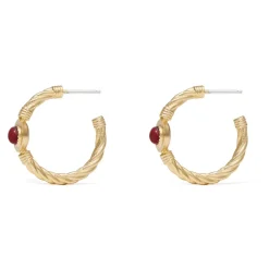 The Metropolitan Museum of Art Garnet Cabochon Twisted Hoop Earrings Clearance