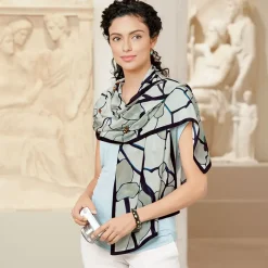 The Metropolitan Museum of Art Louis C. Tiffany White Magnolia Oblong Silk Scarf Discount