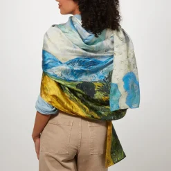 The Metropolitan Museum of Art Van Gogh Wheat Field With Cypresses Oversize Oblong Silk Scarf Hot